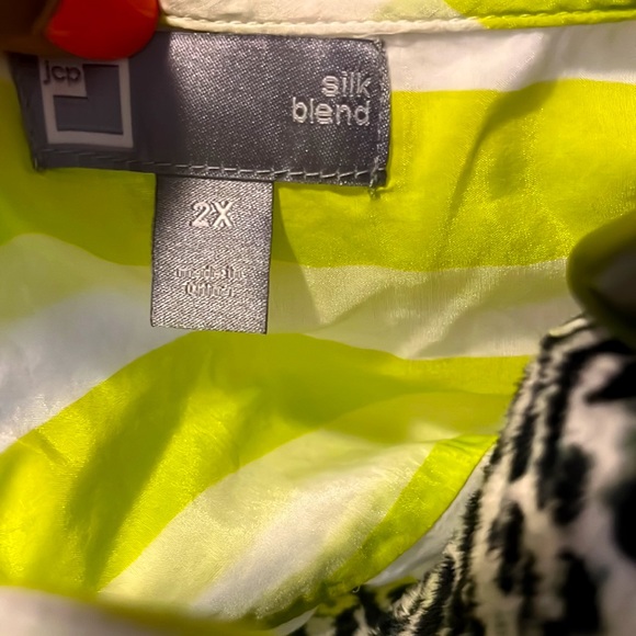 Vibrant Women’s striped tunic top - Cute & Perfect for Summer!! Size 2X 💚🤍💙 - Picture 4 of 5